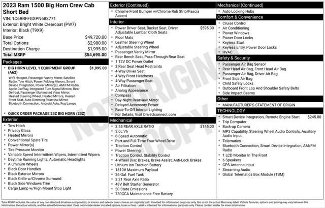 2023 Ram 1500 Big Horn Crew Cab 4x4 5'7" Box for sale in Ozark, MT