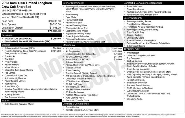 2023 RAM 1500 Limited Longhorn Crew Cab 4x4 57 Box 2023 RAM 1500 Limited Longhorn Crew Cab 4x4 57 Box