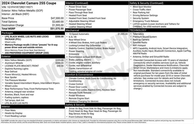 2024 Chevrolet Camaro RWD Coupe 2SS 2024 Chevrolet Camaro RWD Coupe 2SS