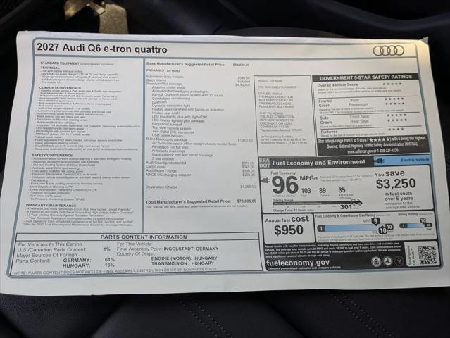2027 Audi Q6 e-tron Premium quattro