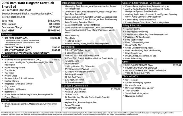 2026 RAM 1500 Tungsten Crew Cab 4x4 57 Box 2026 RAM 1500 Tungsten Crew Cab 4x4 57 Box