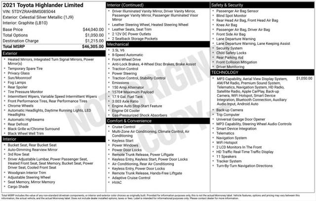 2021 Toyota Highlander Limited for sale in Huntsville, AL