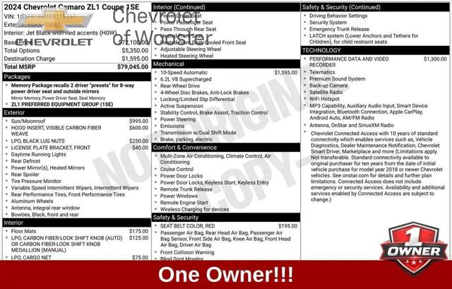 2024 Chevrolet Camaro RWD Coupe ZL1 for sale near Wooster, OH