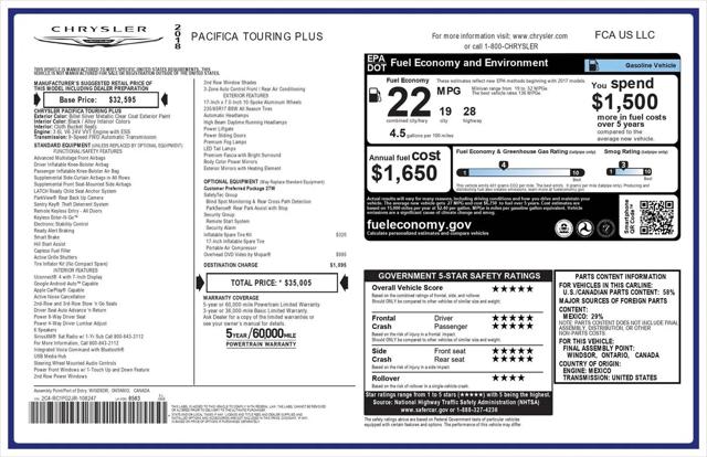 2018 Chrysler Pacifica Touring Plus