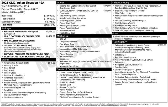 2026 GMC Yukon 4WD Elevation