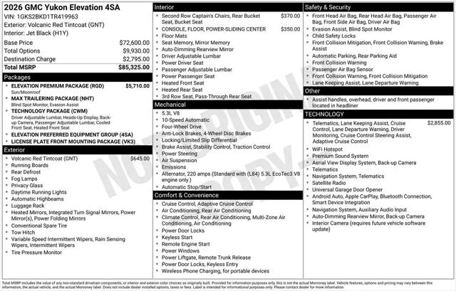 2026 GMC Yukon 4WD Elevation
