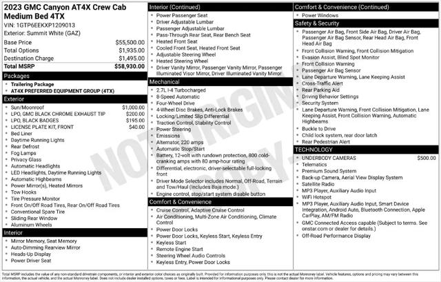 2023 GMC Canyon 4WD Crew Cab Short Box AT4X