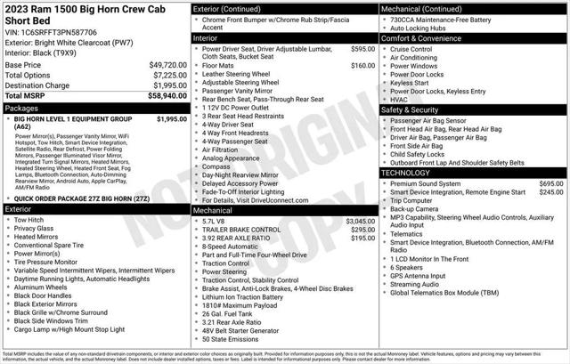 2023 Ram 1500 Big Horn Crew Cab 4x4 57 Box