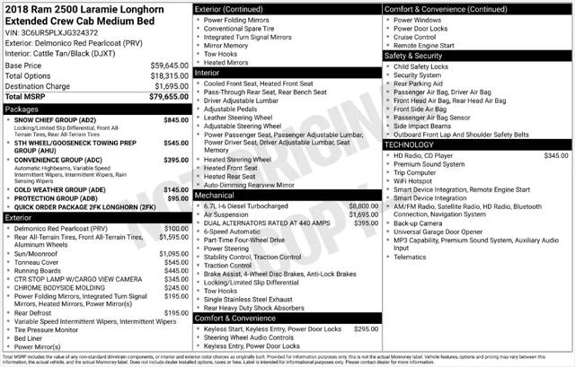 2018 Ram 2500 Longhorn Mega Cab 4x4 64 Box