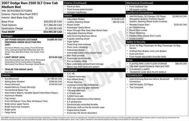 2007 Dodge Ram 2500 SLT/TRX4 Off Road/Sport/Power Wagon