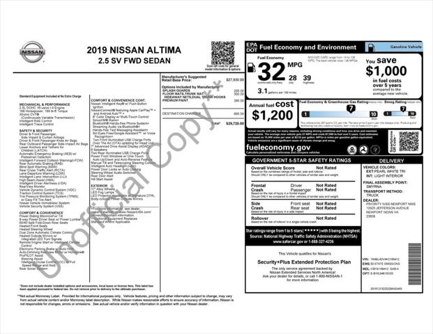 2019 Nissan Altima 2.5 SV 2019 Nissan Altima 2.5 SV