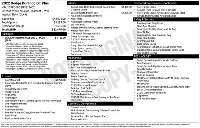 2022 Dodge Durango GT Plus AWD for sale in Yonkers, NY