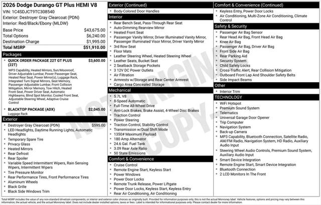 2026 Dodge Durango GT Plus AWD HEMI V8