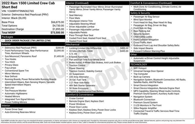 2022 RAM 1500 Limited Crew Cab 4x4 57 Box 2022 RAM 1500 Limited Crew Cab 4x4 57 Box