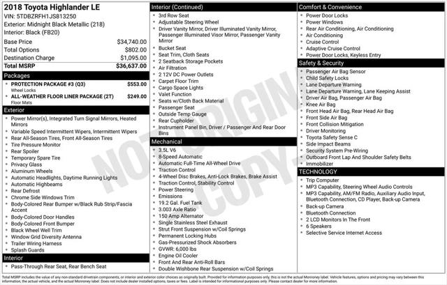 2018 Toyota Highlander LE 2018 Toyota Highlander LE