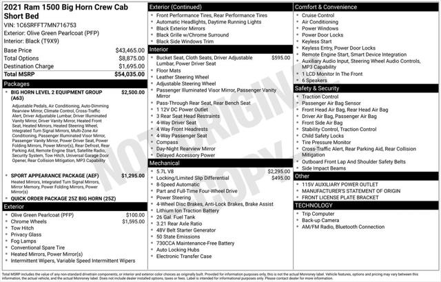 2021 Ram 1500 Big Horn Crew Cab 4x4 5'7" Box for sale in Ozark, MT
