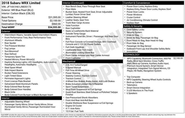 2018 Subaru WRX Limited for sale in Cincinnati, OH