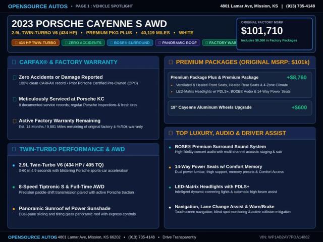 2023 Porsche Cayenne S Platinum Edition