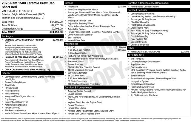 2026 RAM 1500 Laramie Crew Cab 4x4 57 Box 2026 RAM 1500 Laramie Crew Cab 4x4 57 Box
