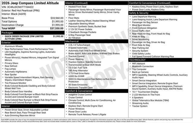Used 2026 Jeep Compass Limited Altitude For Sale in Muscle Shoals, AL