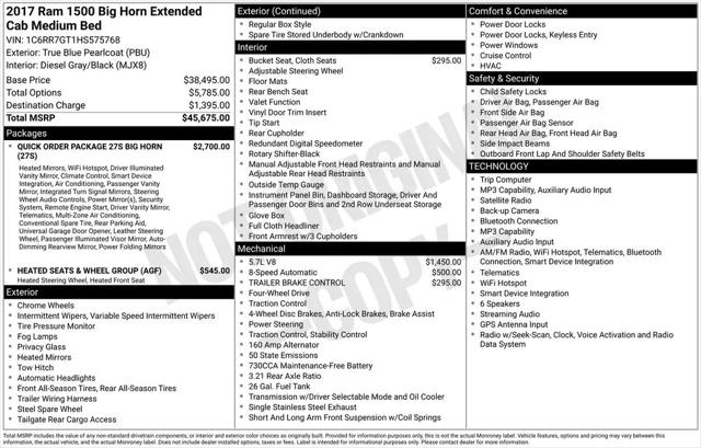 2017 Ram 1500 Big Horn Quad Cab 4x4 64 Box