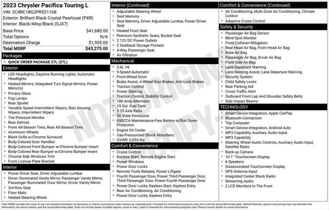 2023 Chrysler Pacifica Touring L for sale in Tinley Park, IL