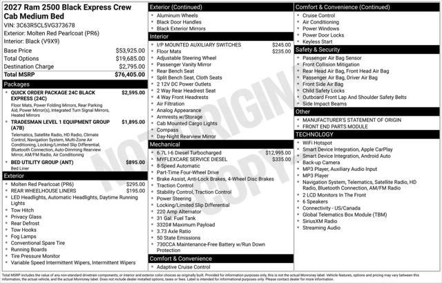 2027 Ram 2500 Black Express