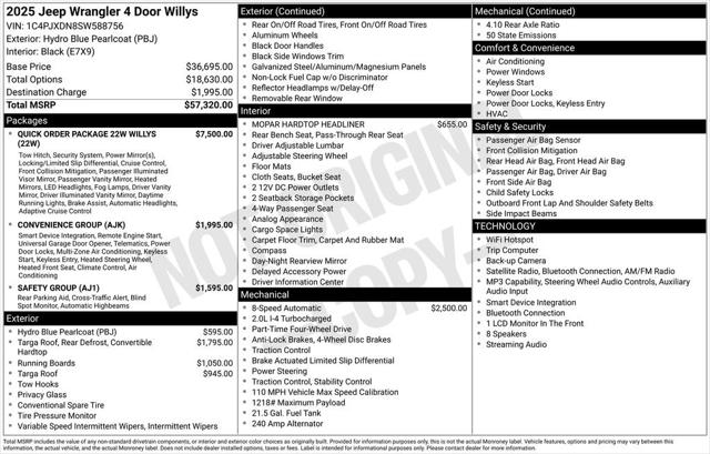 2025 Jeep Wrangler 4-Door Willys 4x4 2025 Jeep Wrangler 4-Door Willys 4x4
