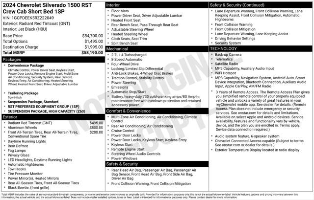 2024 Chevrolet Silverado 1500 4WD Crew Cab Short Bed RST 2024 Chevrolet Silverado 1500 4WD Crew Cab Short Bed RST