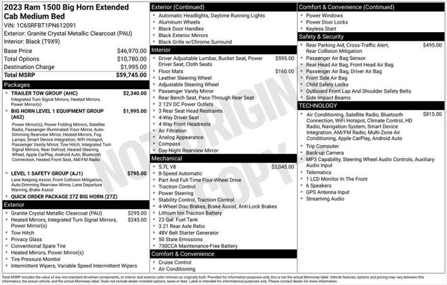 2023 RAM 1500 Big Horn Quad Cab 4x4 64 Box 2023 RAM 1500 Big Horn Quad Cab 4x4 64 Box