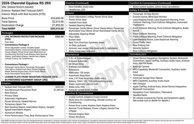 2026 Chevrolet Equinox AWD RS for sale in Petaluma, CA