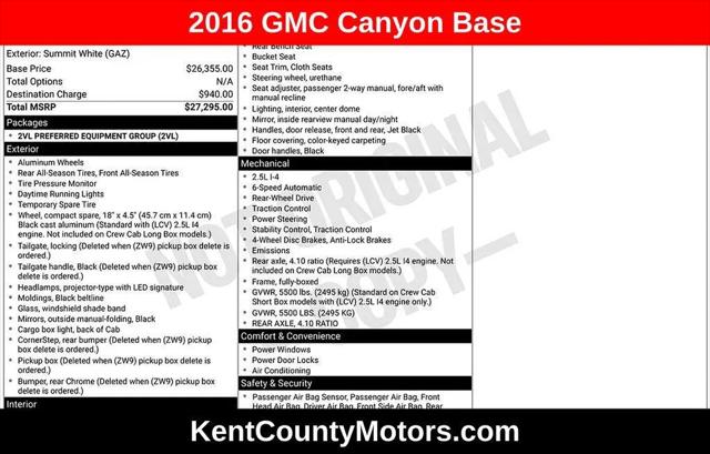 2016 GMC Canyon 2WD for sale in Dover, DE