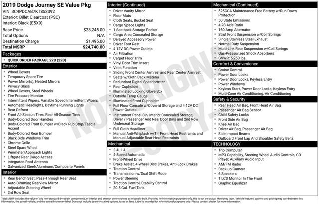 Used 2019 Dodge Journey SE Value Package For Sale in Muscle Shoals, AL
