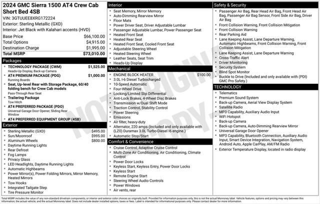 Used 2024 GMC Sierra 1500 4WD Crew Cab Short Box AT4 For Sale in Muscle Shoals, AL