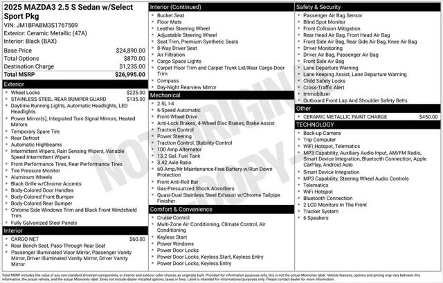 2025 Mazda Mazda3 2.5 S Select Sport