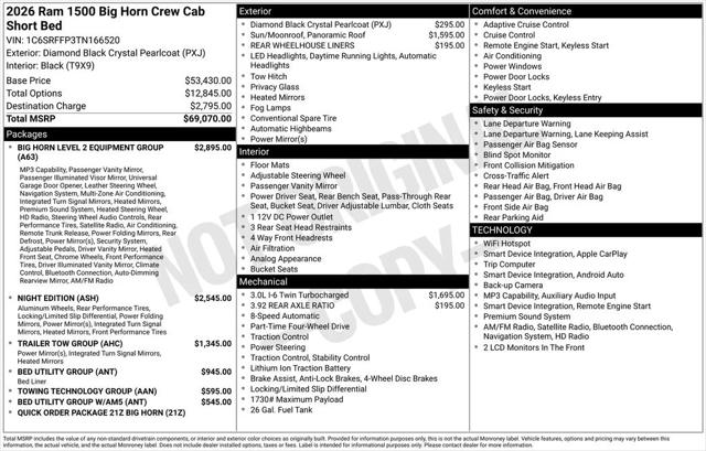 2026 RAM 1500 Big Horn Crew Cab 4x4 57 Box 2026 RAM 1500 Big Horn Crew Cab 4x4 57 Box