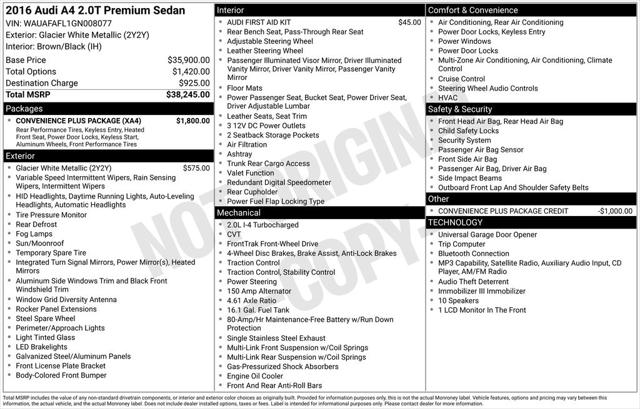 Used 2016 Audi A4 Premium For Sale in Muscle Shoals, AL