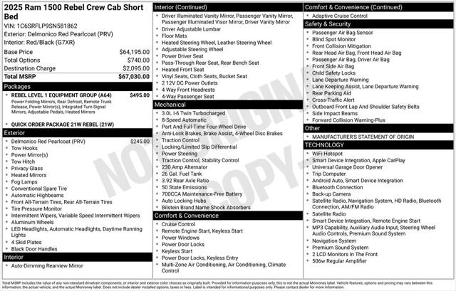 2025 Ram 1500 Rebel Crew Cab 4x4 5'7" Box