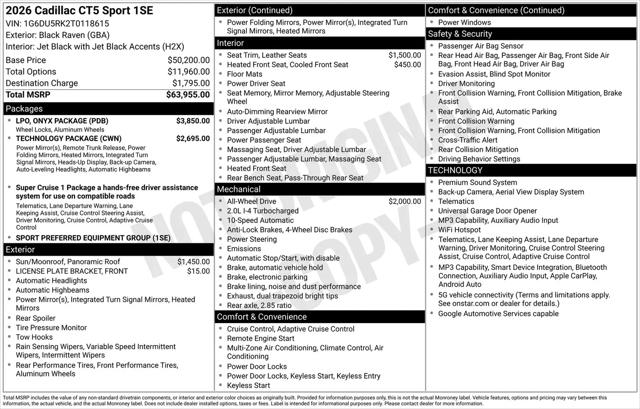 2026 Cadillac CT5 Sport RWD for sale in Barrington, IL