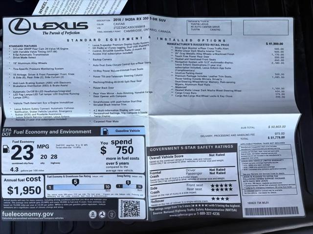 2016 Lexus RX 350 RX 350