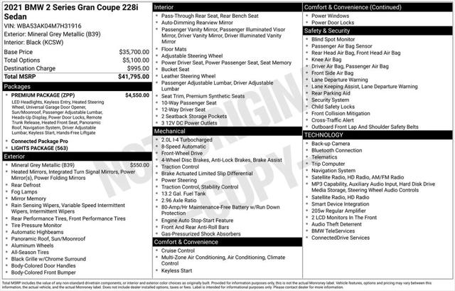 2021 BMW 228i Gran Coupe sDrive 2021 BMW 228i Gran Coupe sDrive