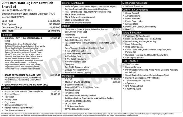 2021 RAM 1500 Big Horn Crew Cab 4x4 57 Box 2021 RAM 1500 Big Horn Crew Cab 4x4 57 Box