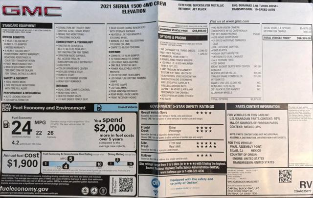 2021 GMC Sierra 1500 4WD Crew Cab Short Box Elevation