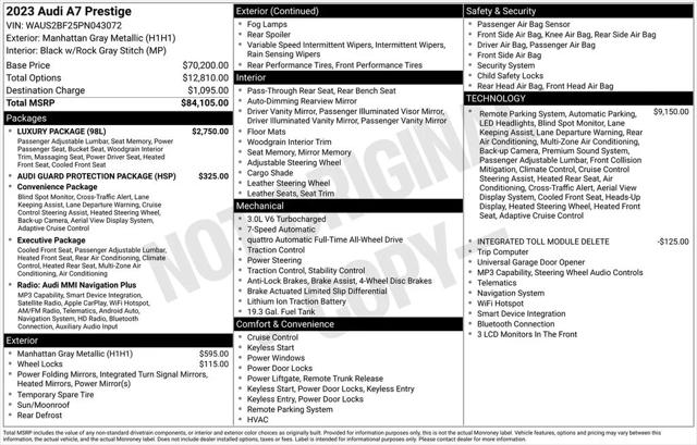 2023 Audi A7 Prestige 55 TFSI quattro S tronic for sale in Roanoke, VA