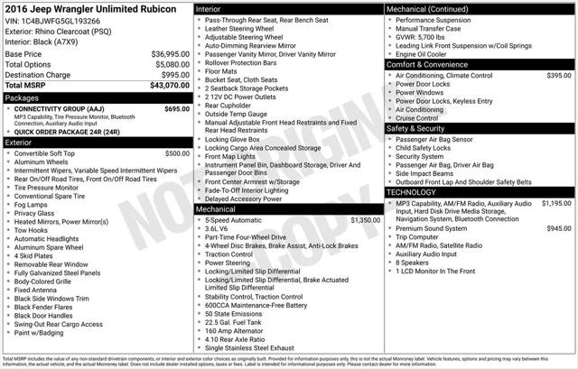 2016 Jeep Wrangler Unlimited Rubicon 2016 Jeep Wrangler Unlimited Rubicon