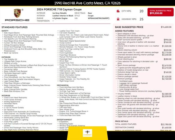 2024 Porsche 718 Cayman Base for sale in Costa Mesa, CA
