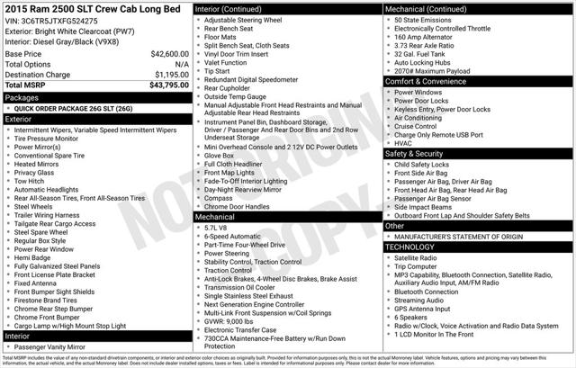 2015 RAM 2500 SLT 2015 RAM 2500 SLT