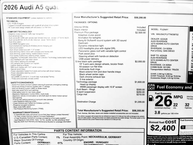 2026 Audi A5 Premium Plus TFSI quattro S tronic