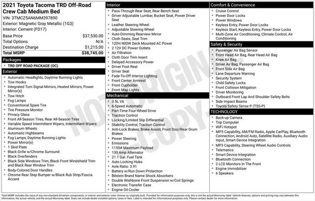2021 Toyota Tacoma TRD Off-Road 2021 Toyota Tacoma TRD Off-Road