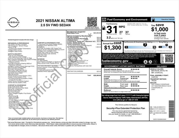 2021 Nissan Altima SV FWD 2021 Nissan Altima SV FWD